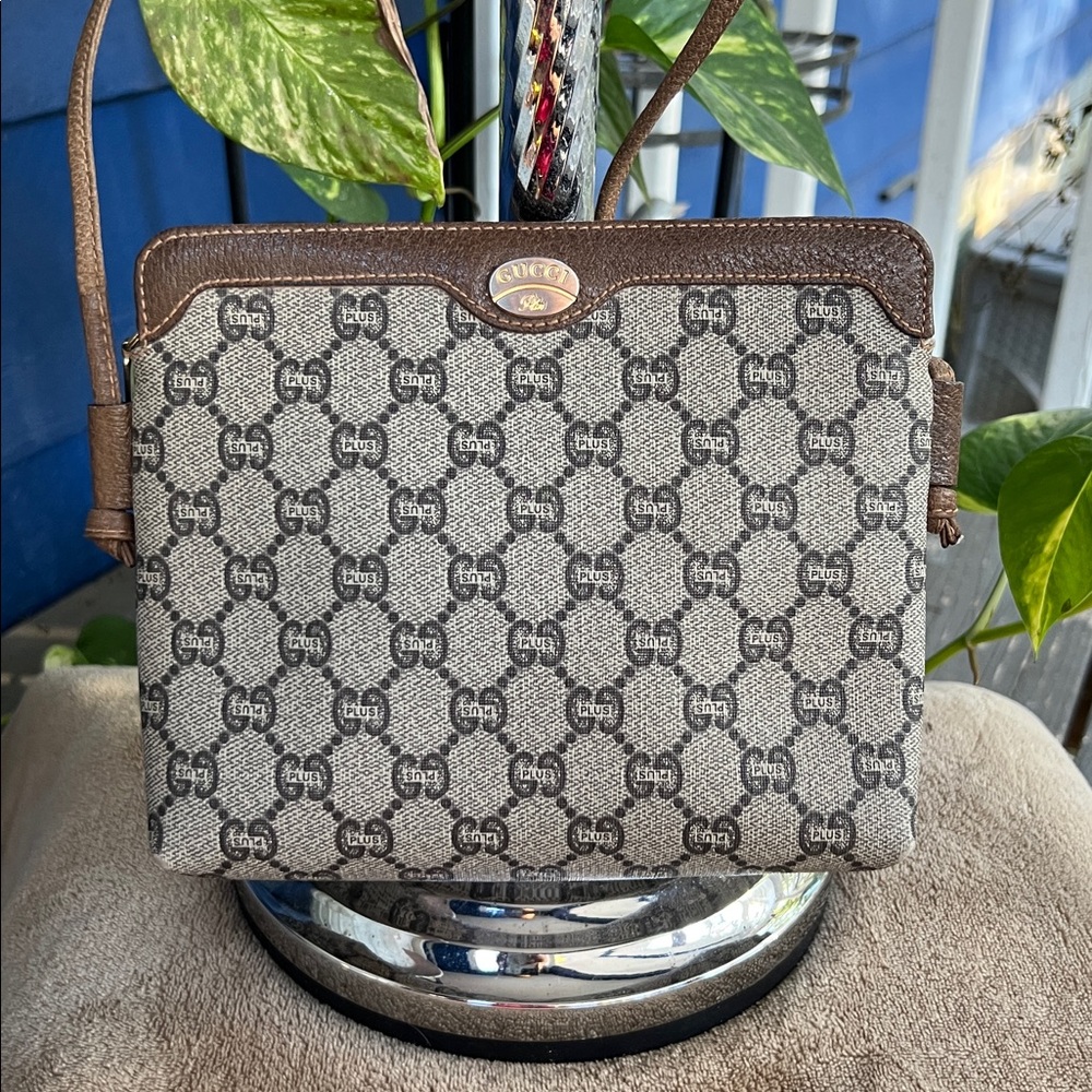 Gucci  Brown Monogram Shoulder Bag